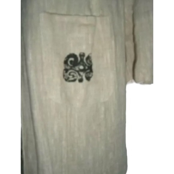 Vintage 80's Positive Influence Dress Linen Duster Tribal Boho Grandmother Plus - Picture 10 of 14